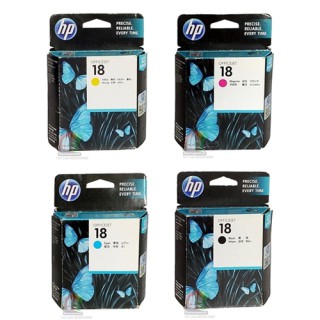 HP เบอร์ 18 ตลับหมึกอิงค์เจ็ท แยก 4 สี ดำ ฟ้า แดง และสีเหลือง แท้ประกันศูนย์ 